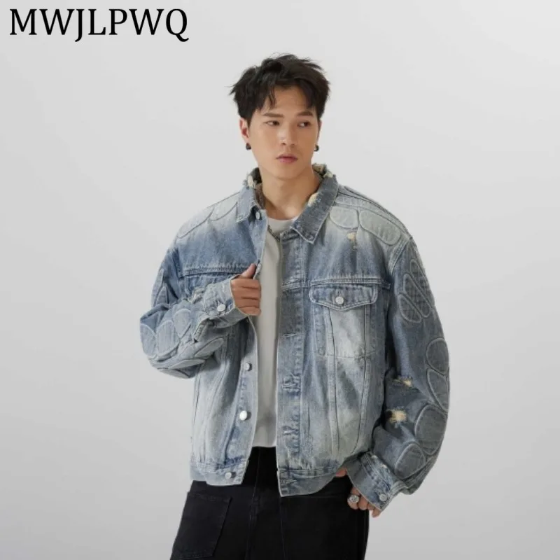 

Мужская джинсовая куртка MWJLPWQ в американском стиле, унисекс, для мотоциклистов, уличная мода, универсальная одежда, весна 2026, 13432
