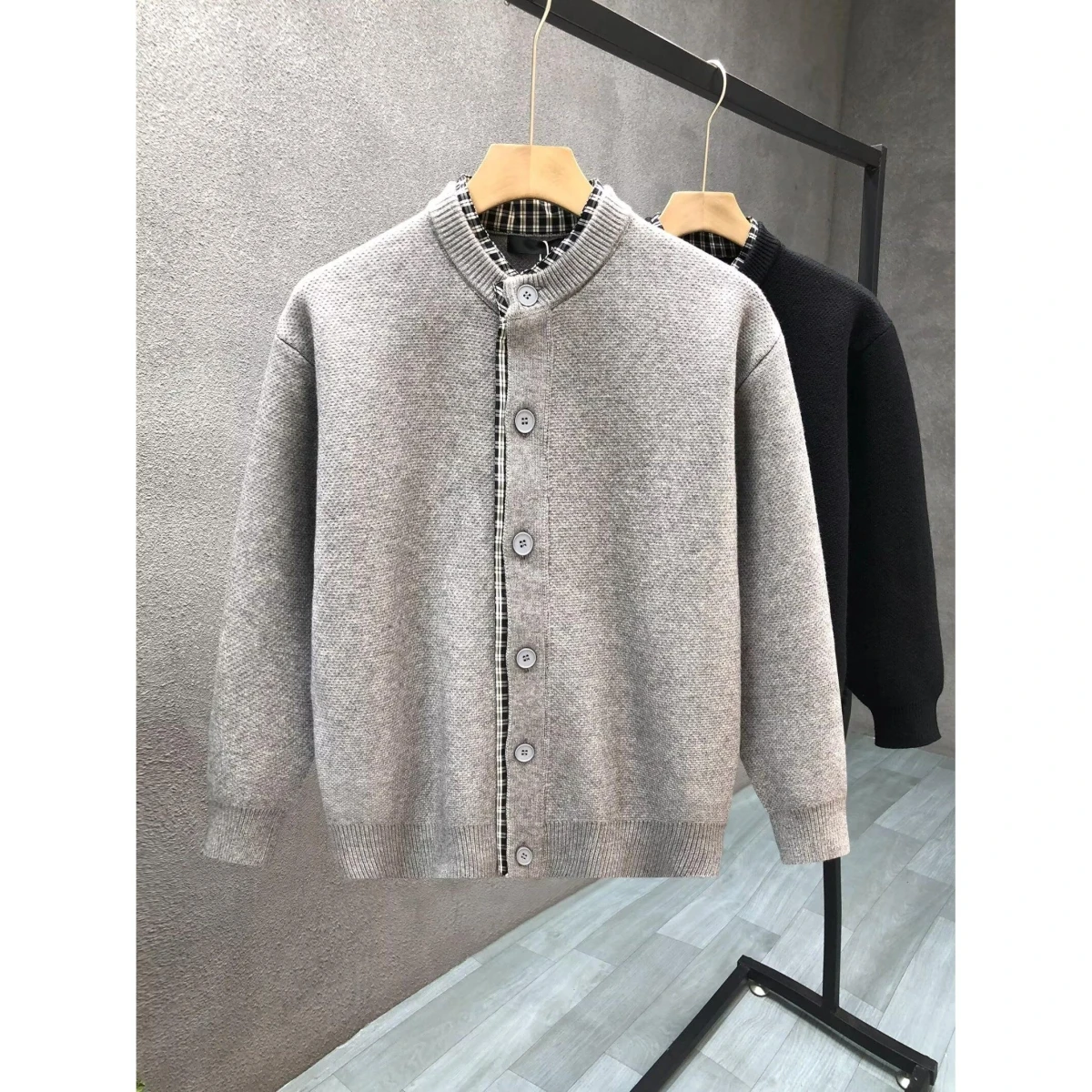 

Мужской круглый трикотаж Ne, повседневный длинный свек на одной пуговице, осень-зима, легкий облегающий открытый кардиган, свитер Jaet