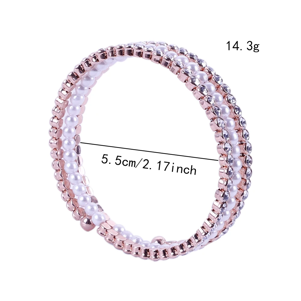 Korean Style Women's Pearl Rhinestone Bracelet Winding Adjustable Bracelet Fashion Party Gift Bride Bridesmaid Wedding Jewelry