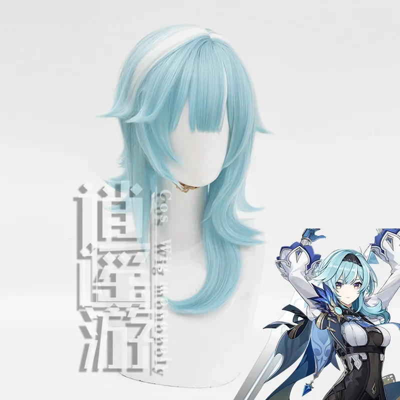 Аниме Eula cos парик 40 см мятно-синий короткие волосы термостойкие синтетические волосы Хэллоуин вечерние парики для косплея + шапочка для парика