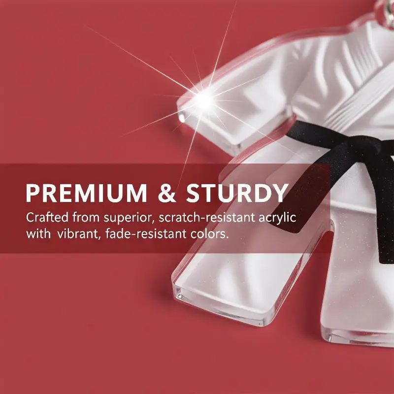 Taekwondo 2D Flat Keychain Acrylic Sports Uniform Pendant Charm for Training Souvenir Small Gift