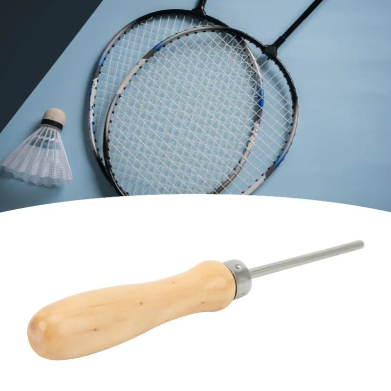 Racket Stringing Awl Portable Universal Wooden Handle Racquet Threading Tool For Outdoor