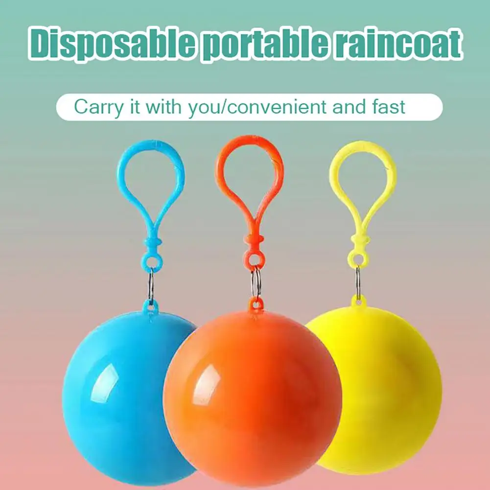 

Портативный одноразовый дождевик-шар: водонепроницаемое аварийное пончо в шаре, одноразовая дождевая одежда с брелоком 97