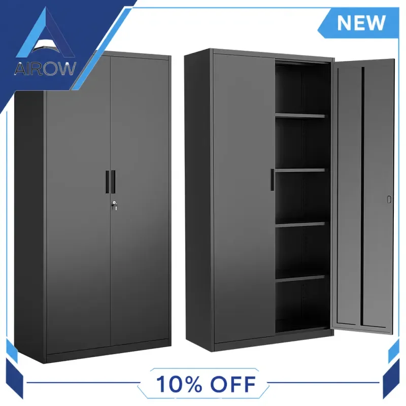 for Metal Filing Cabinet 2 Door Steel Storage Shelves Office Home Garage Organizer Heavy Duty File Cupboard Furniture