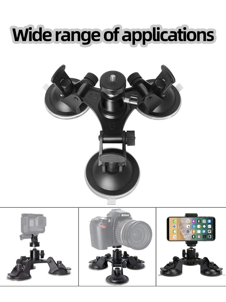 Set Supporto Per Action Camera A Tripla Ventosa – Asta Telescopica 112 Cm Per Insta360, GoPro, Akaso