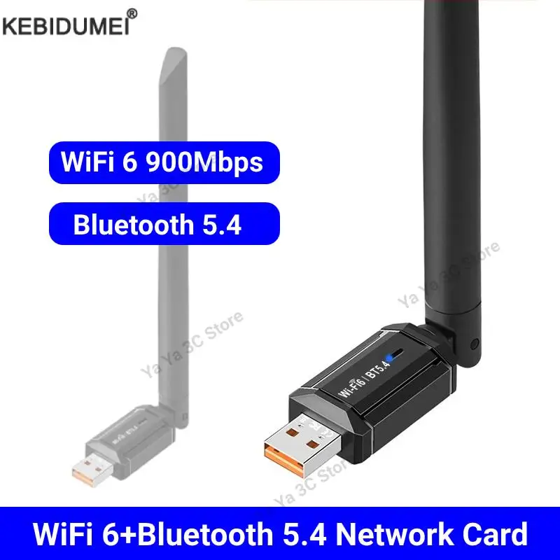 900Mbps WiFi 6 Bluetooth 5.4 Adapter 2.4G 5GHz Dual Band Dongle USB Ethernet Receiver Network Card For PC Laptop Win10 11