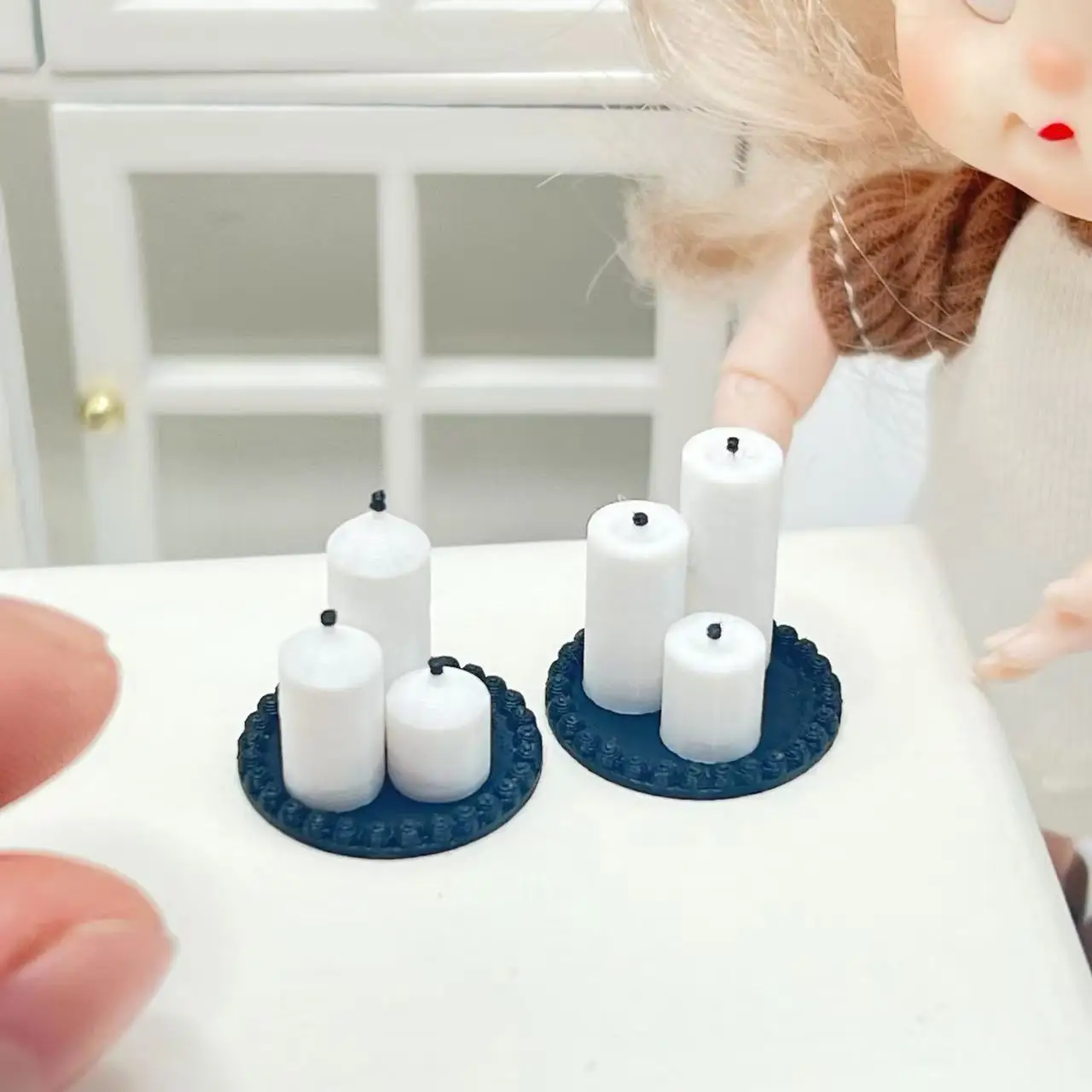 Dollhouse Mini Candle Model Candle Plate Scene 1:12 Miniature Photography Props Micro Scene Table
