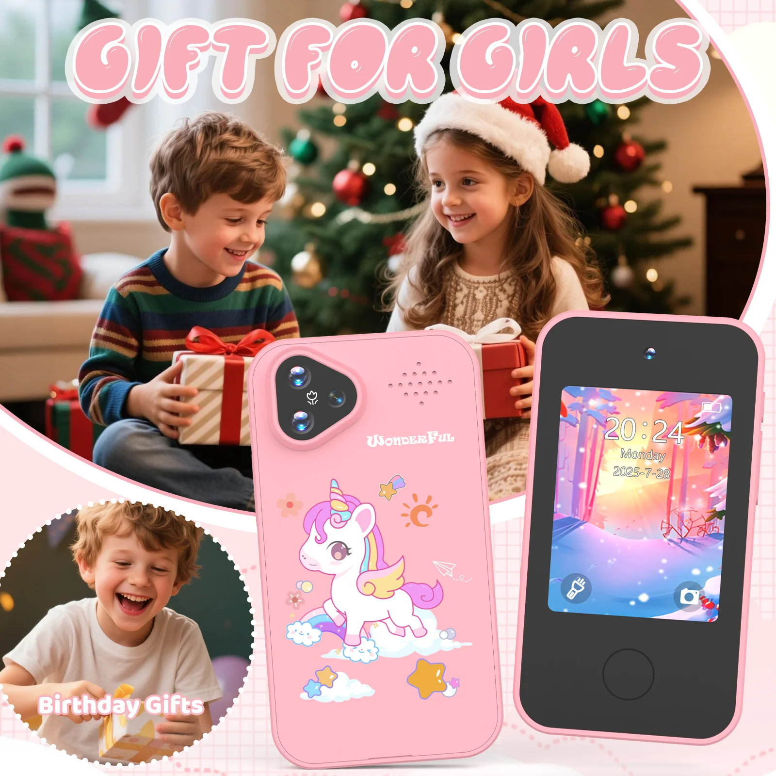 

Этот детский телефон для раннего развития может рассказывать истории, воспроизводить музыку и функционирует как фотокамера.