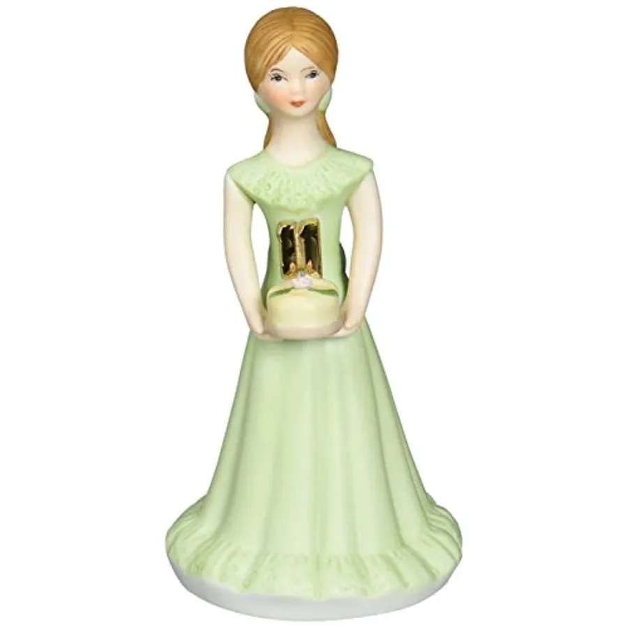 

Growing Up Girls "Brunette Age 11" Porcelain Figurine, 5.5", Golden, green