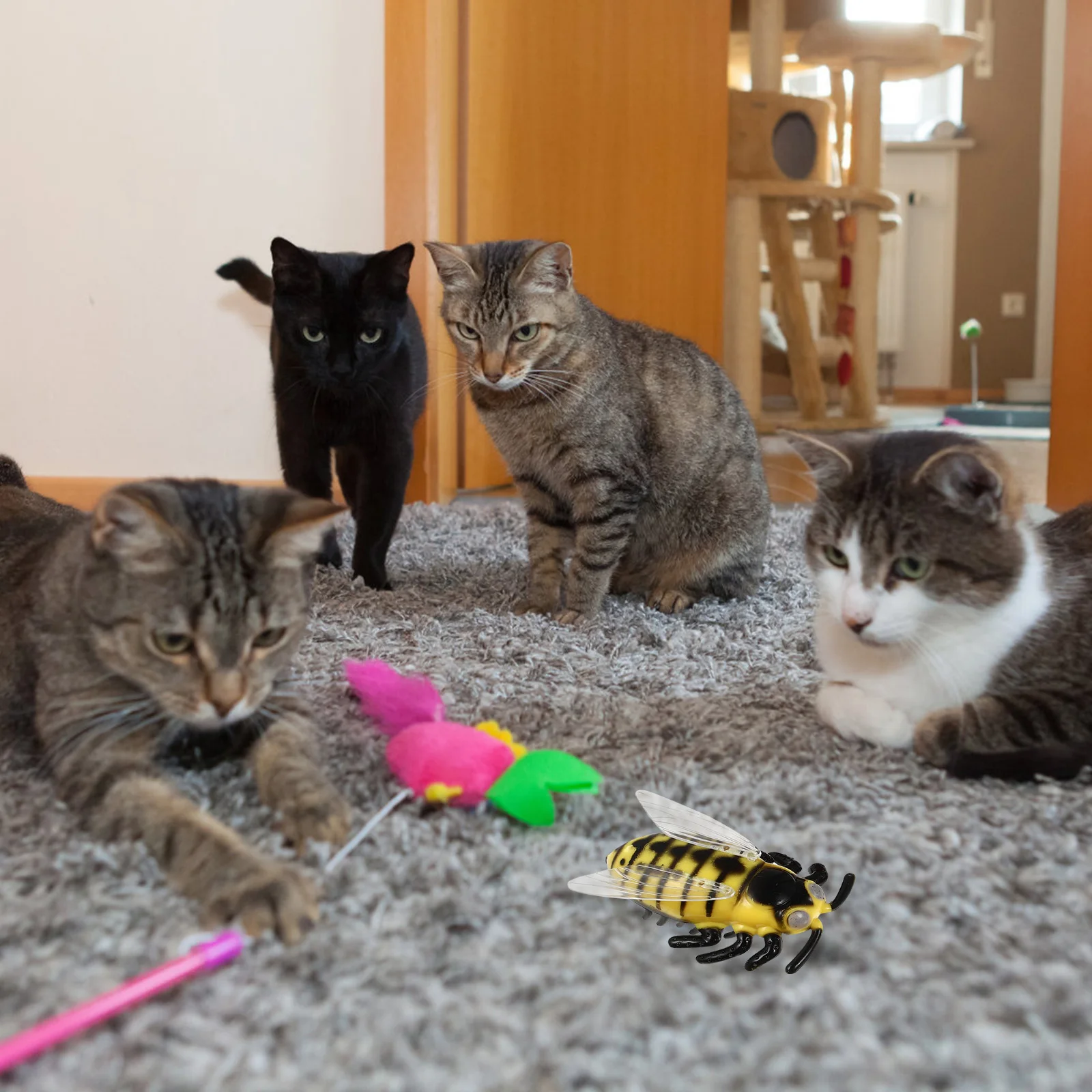 4 Pcs Electric Cicada Toys Automatic Moving Insects Vivid Color Design Powered Kids Cats Toy Spider Exploration