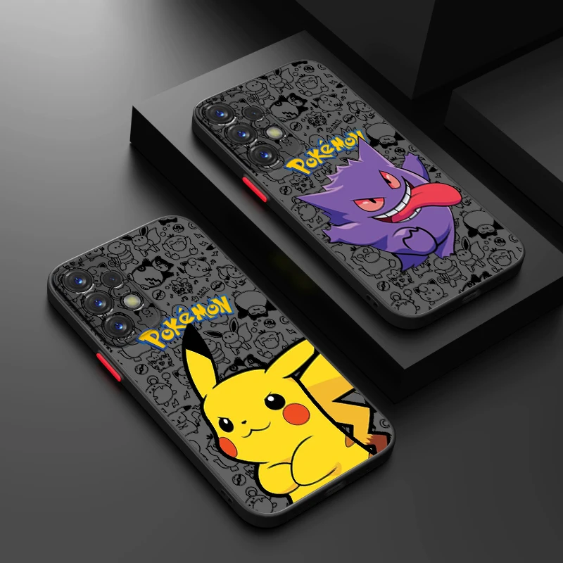 Cute Pokemon Gengar Phone Case For Samsung S24 S23 S22 S21 S20 FE S10 S9 Plus Ultra Pro 5G Frosted Translucent Matter Cover