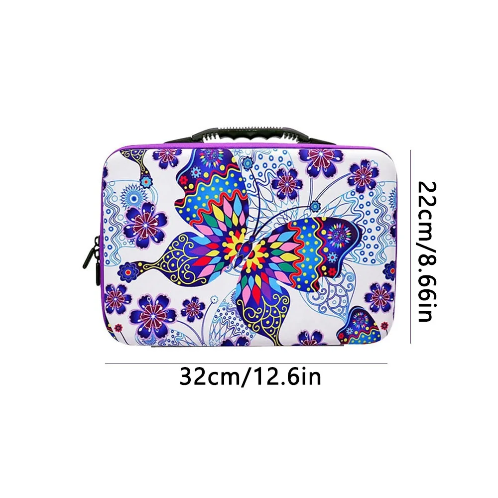 Purple Butterfly Diamond Painting Storage Bag with Tools, Portable Diamond Art Bead Organizer Case, DIY Craft Accessories Holder
