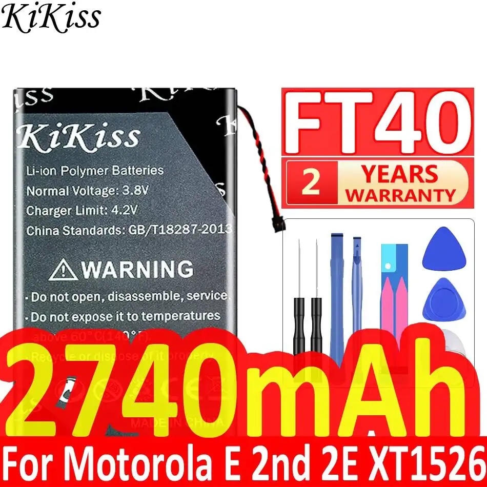 

FT40 Mobile Phone Battery For Motorola Moto E 2ND XT1526 XT1527 XT1528 XT1031 XT1063 XT1077 High Capacity 2740mAh