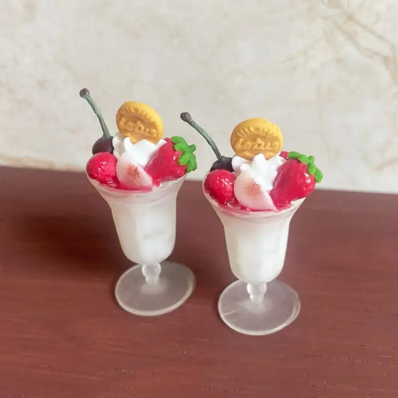 1 pz casa delle bambole in miniatura cibo rosa tazza di gelato modello di bevande giocattolo per accessori per bambole decorazione della casa delle bambole regalo per bambini