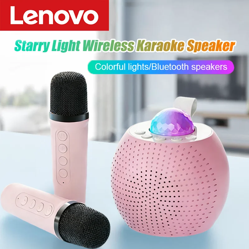 

Lenovo Portable Bluetooth Karaoke Microphone Starry Color Ambient Light, Outdoor Home Karaoke Music Center Sound System