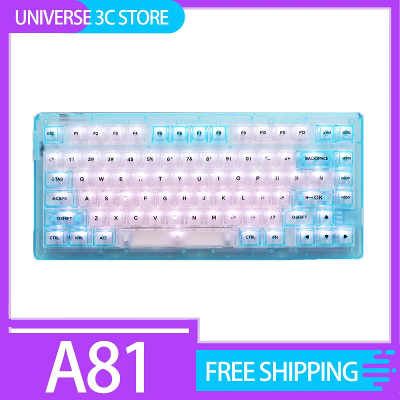 

Dareu A81 Mechanical Keyboard Wireless Bluetooth Three Mode Gasket Rgb Hot-Swap 81key Ergonomics Customized Accessories Desktop