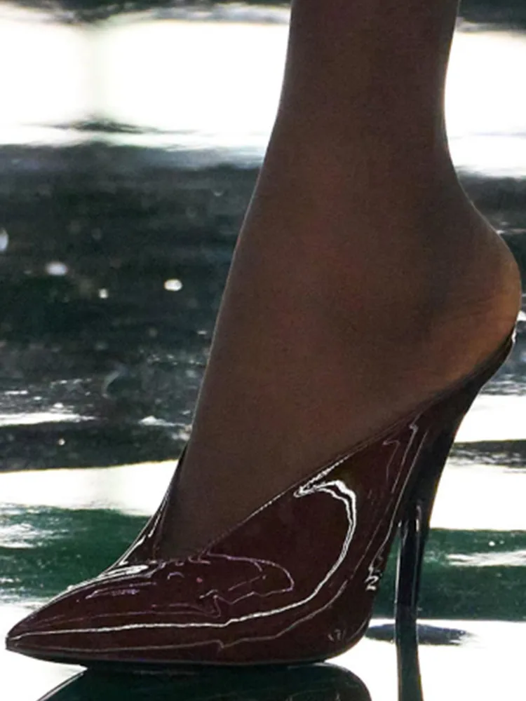2025European and American Women's Summer New Slim High-heeled Sandals, Pointed Sexy Party Wedding Hollowed Out Oversized Sandals