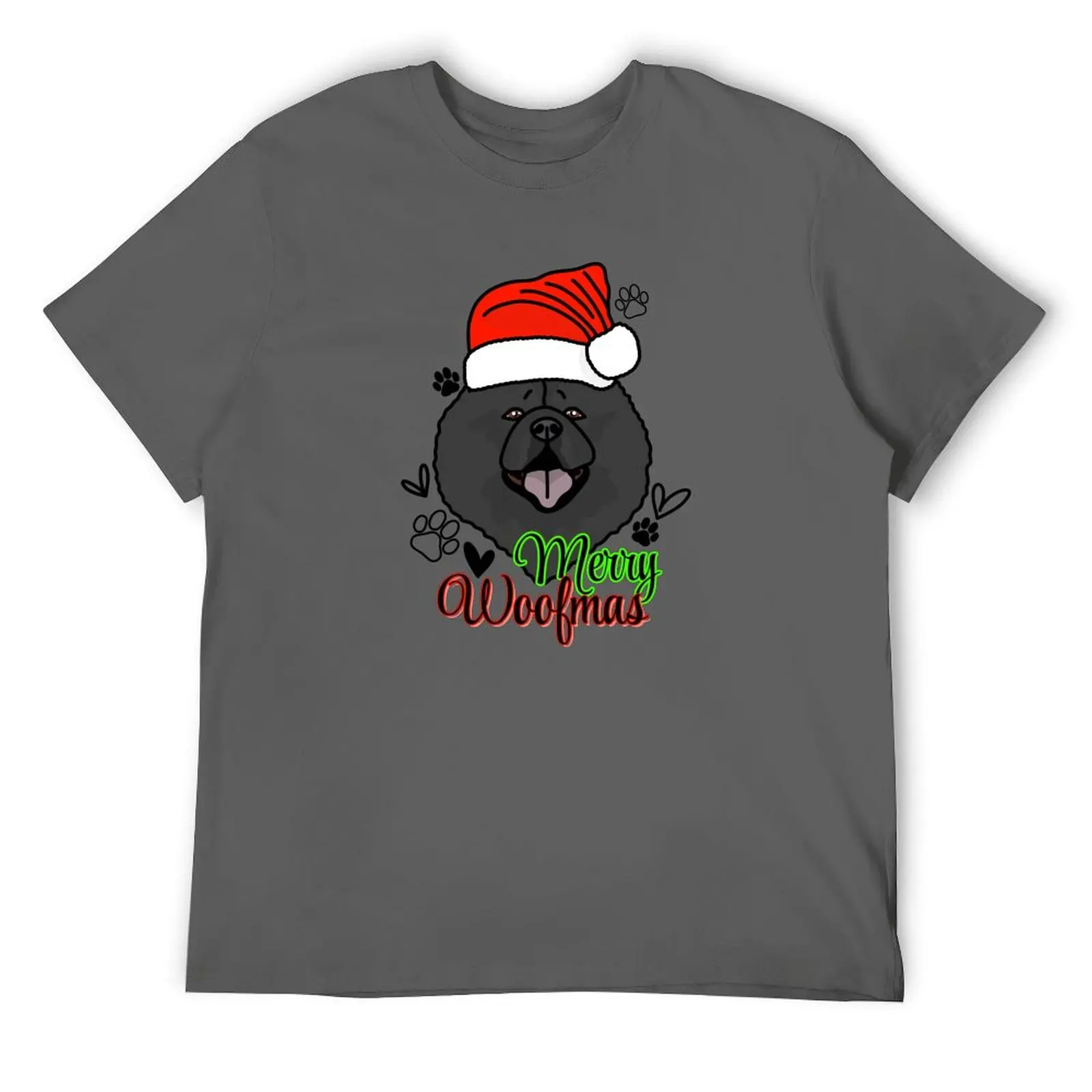 Chowchow Black Merry Woofmas Dog with Christmas Hat – Festive & Fun Holiday Design T-Shirt oversized graphic tee tshirts for men