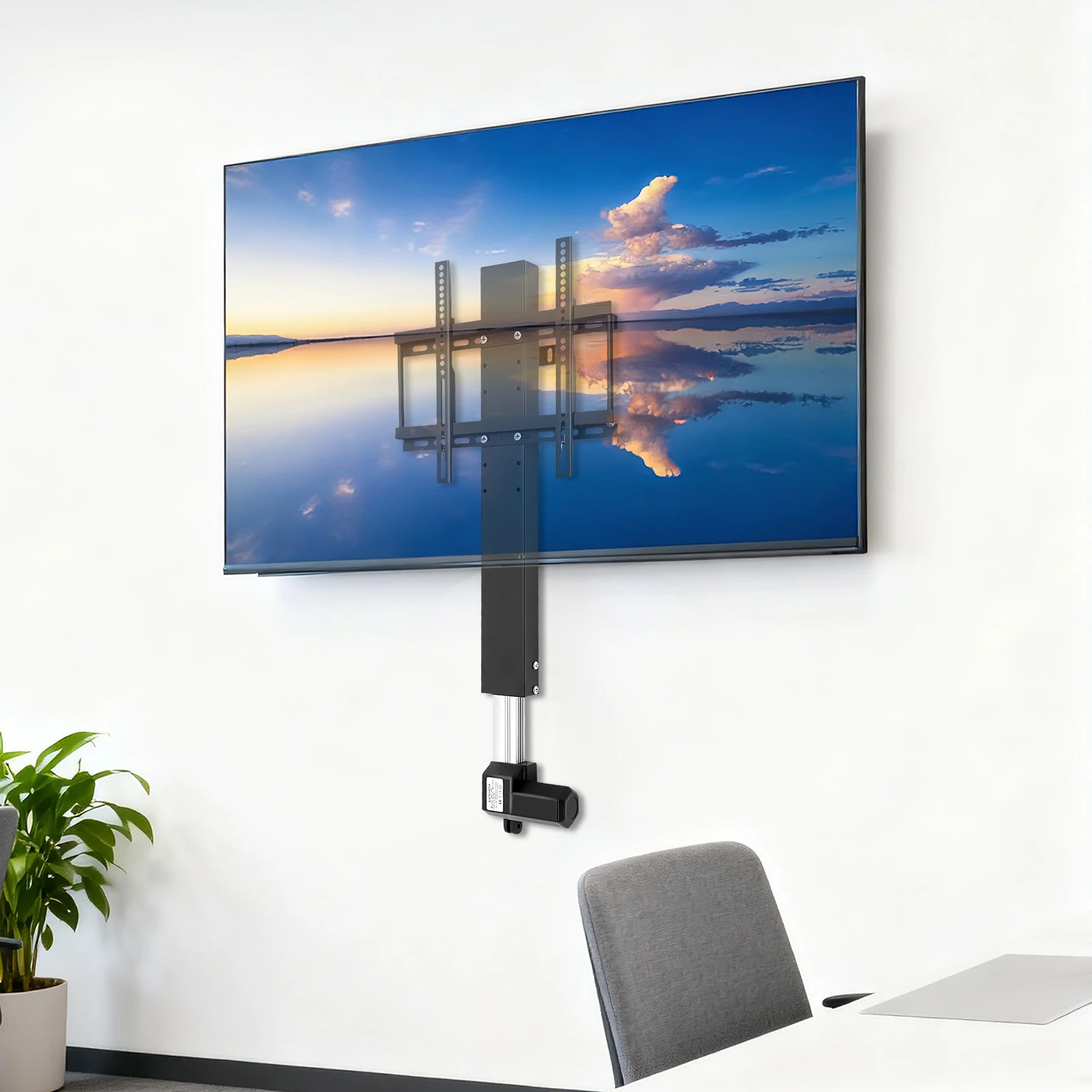 Gemotoriseerde tv-lift, hoogteverstelbare tv-standaard voor op de vloer, automatische elektrische lift tv-beugel voor 26-57 inch LCD LED OLED plasma-schermen