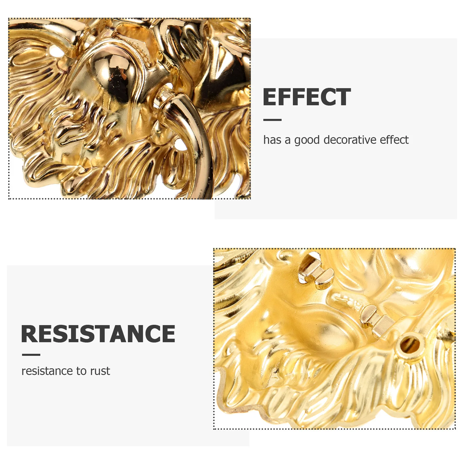 

Zinc Alloy Lion Head Door Handle Pulls Gold Spray Painted corrosion resistant durable outdoor hardware