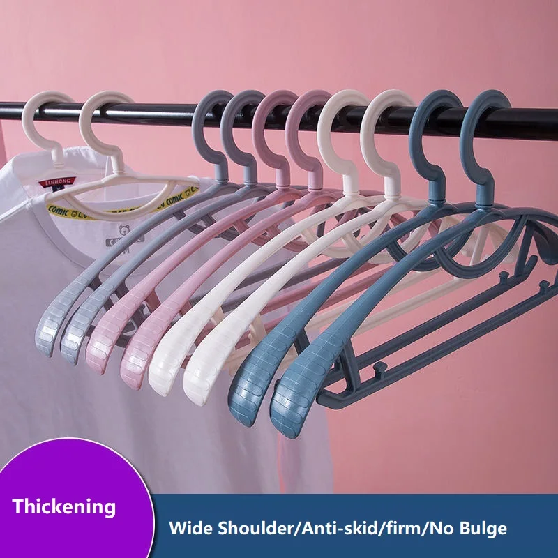 

5/10Pcs Clothes Hanger Household Hanger Arc Design Plastic Wide Shoulder Semi-circular Hanger Seamless Hanging Organizer Horse