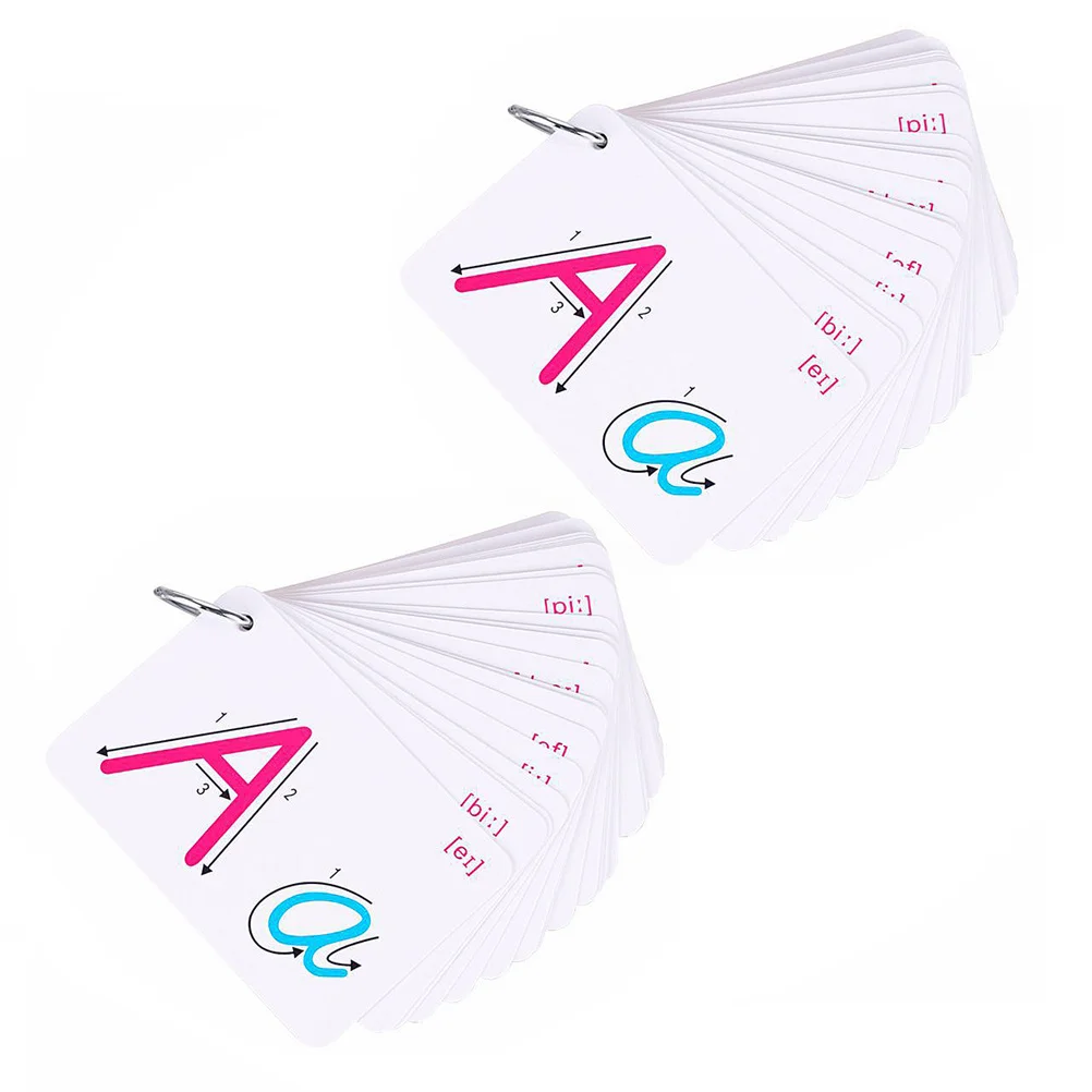 2 Sets 26 Letter English Cards Colorful Double-Sided Kids Learning Educational Alphabet Spelling Practice Abc Literacy Game