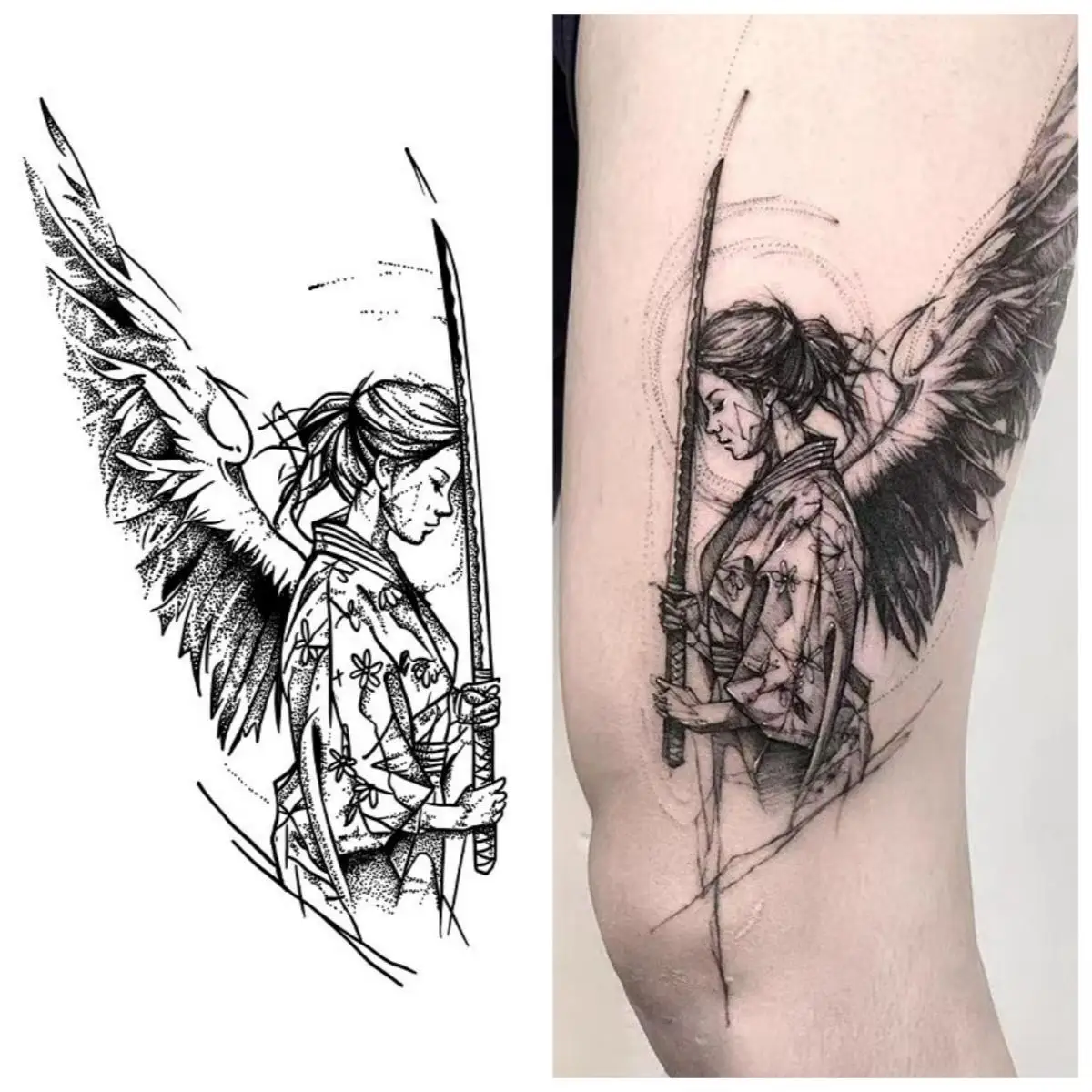 

Female Samurai Temporary Tattoos,Tattoo Stickers,Waterproof Long-Lasting 15 Days,Semi-Permanent Fake Tattoo,body art Men Womon