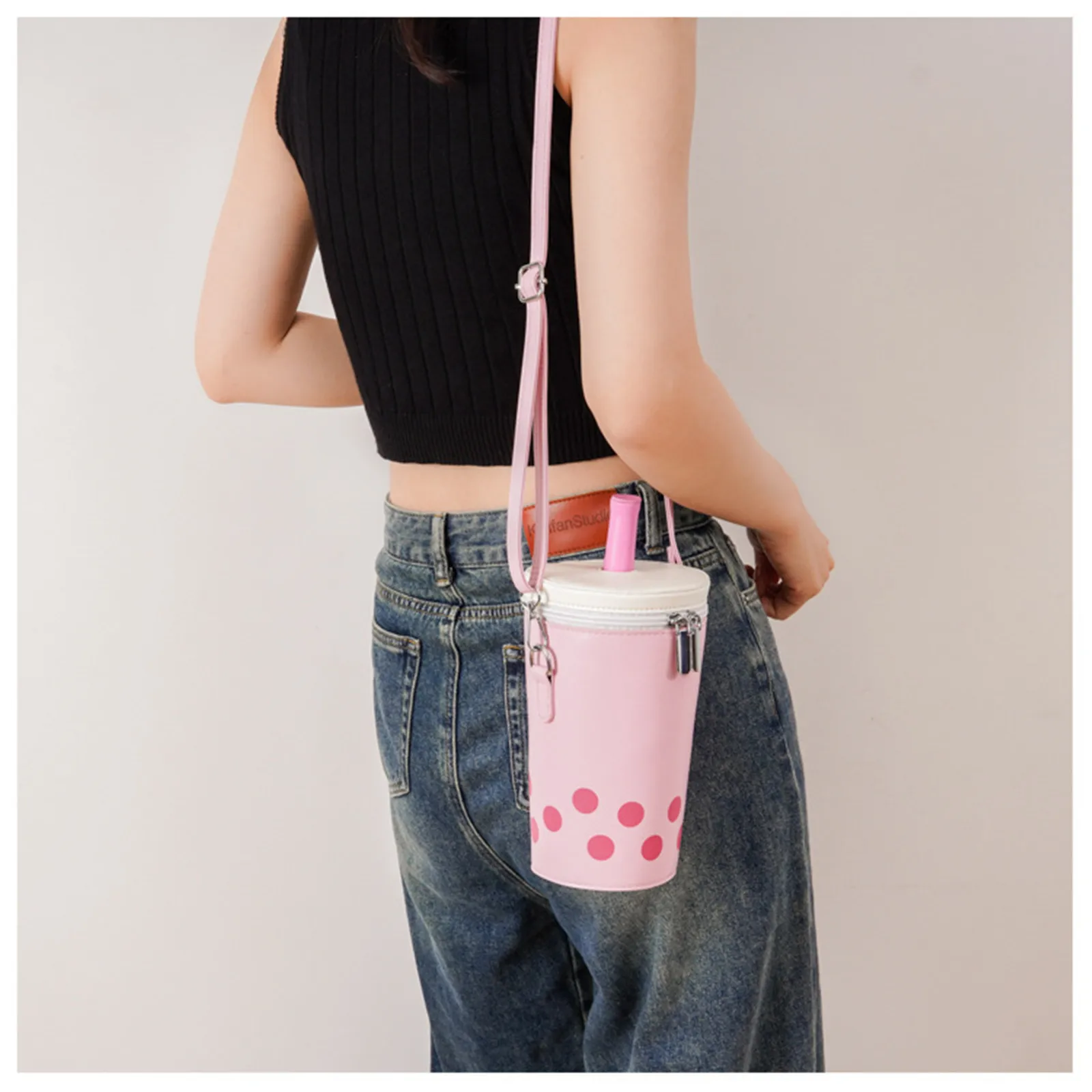 Cute Milk Tea Cup Shaped Crossbody Bags Women Small PU Leather Bucket Bag Shoulder Bag Female Harajuku Luxury Mobile Phone Purse