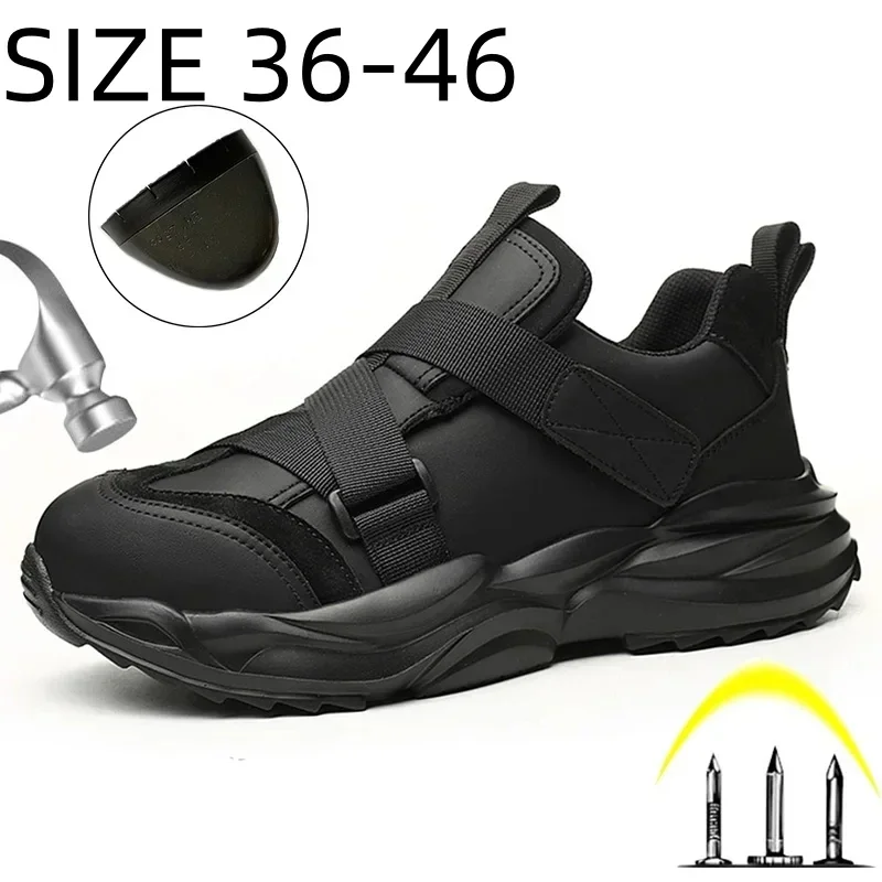 New Men Safety Shoes for Industrial Working Boots Anti-smashing Steel Toe Indestructible Men Work Sneakers Size 38-46