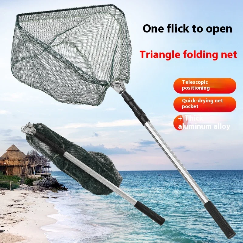 

Foldable Landing Net for Fishing - Aluminum Alloy Triangular Frame with Extendable Lockable Handle, Portable Fish Net