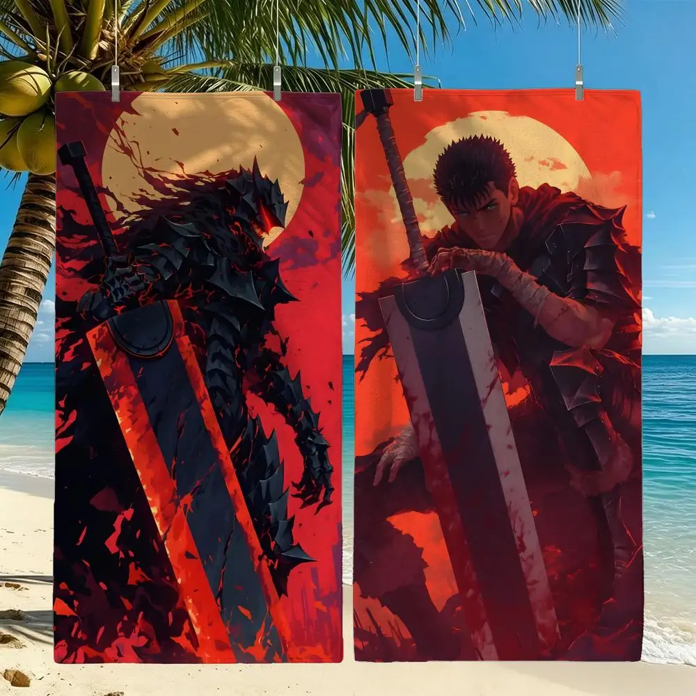Manga B-Berserk Towel Towel Beach Towel Oversized Quick Dry Towel Absorbent Soft Swim BeachTowels for Men Women