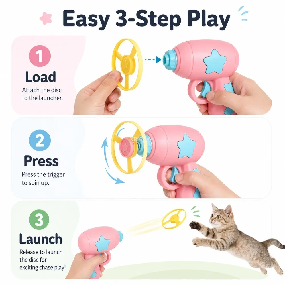 Cat Interactive Launcher Toy Mini Flying Disc Chasing Game Pet Training Toy for Kitten Indoor Play Exercise Supplies