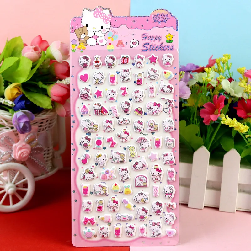 Naklejki 3D Hello Kitty, urocze, anime, piankowe, wodoodporne, miękkie, do samodzielnego wykonania, do albumów, pamiętników i dekoracji.