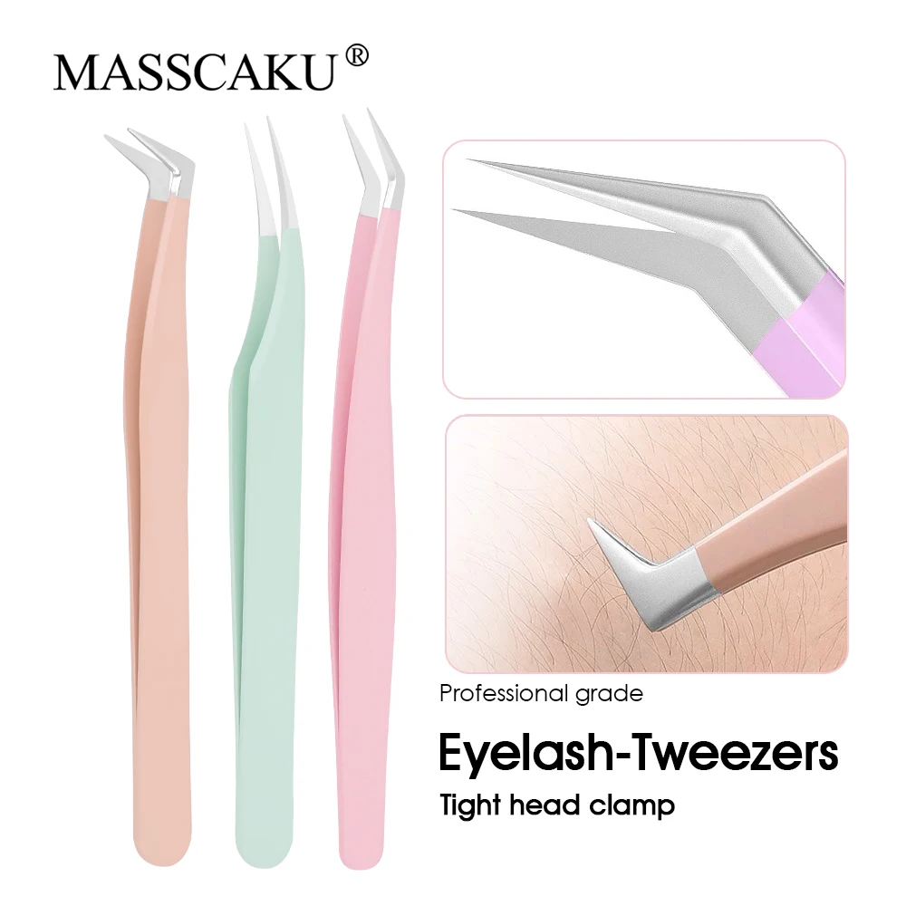 Mix Color High Accurate 7-Shaped Dolphin and Curved Lash Makeup Tools Stable Anti-static Lashes Tweezers for Professionals