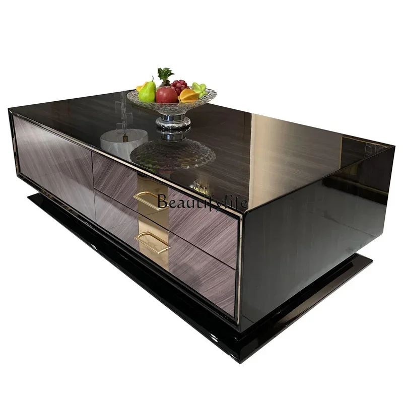 

55Italian minimalist solid wood coffee table villa living room light luxury model room high-end tea table