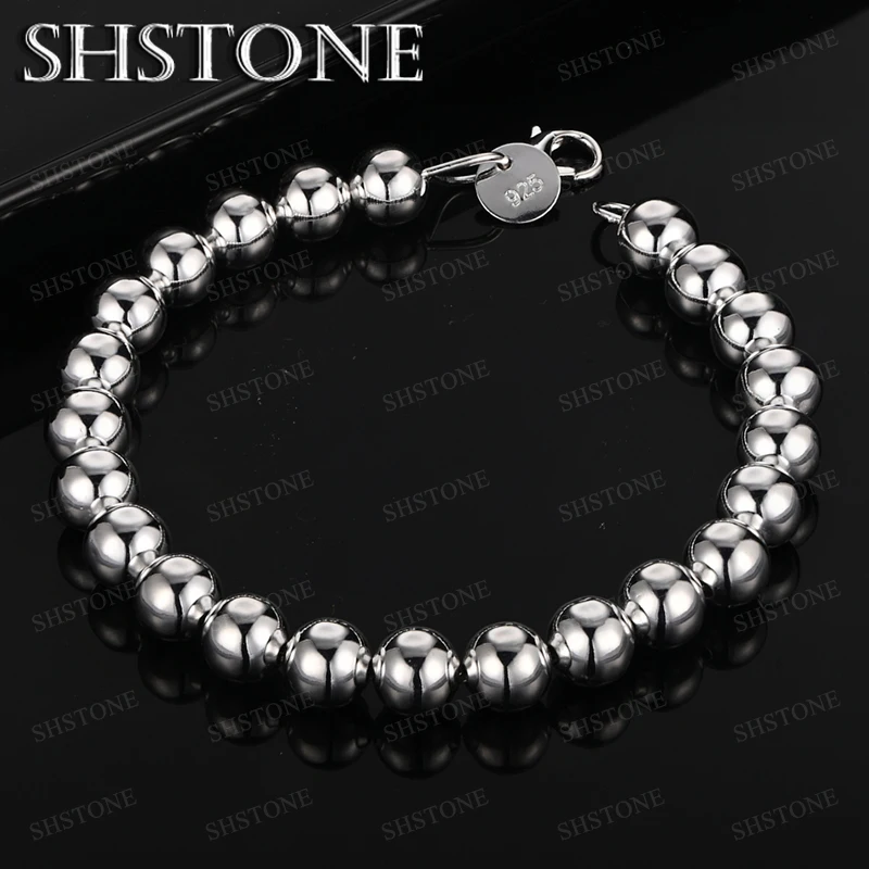 

925 Silver Bracelet Beads Bracelet Sterling Bracelet For Women Men Charm Wedding Party Delicate Jewelry Accessories Wholesale
