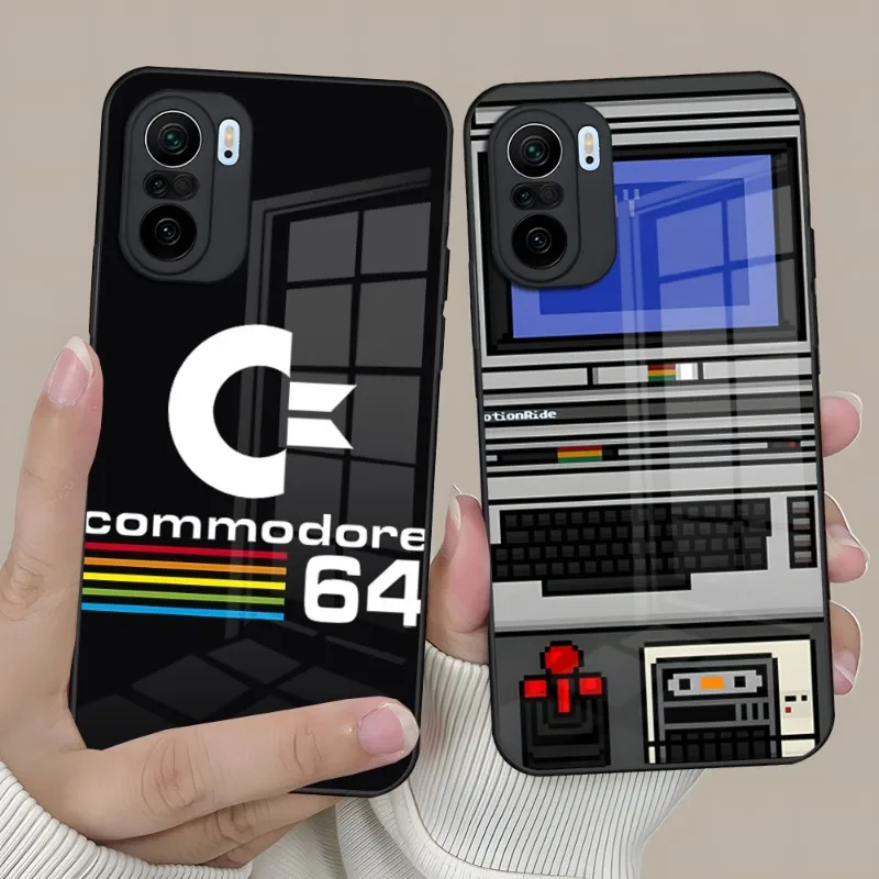 C64 COMMODORE 64 Telefon Fall Für Xiaomi Redmi Hinweis 10 10T 11i 11T 11 9 8 11S poco M4 F3 X3 Pro Glas Design Zurück Abdeckung