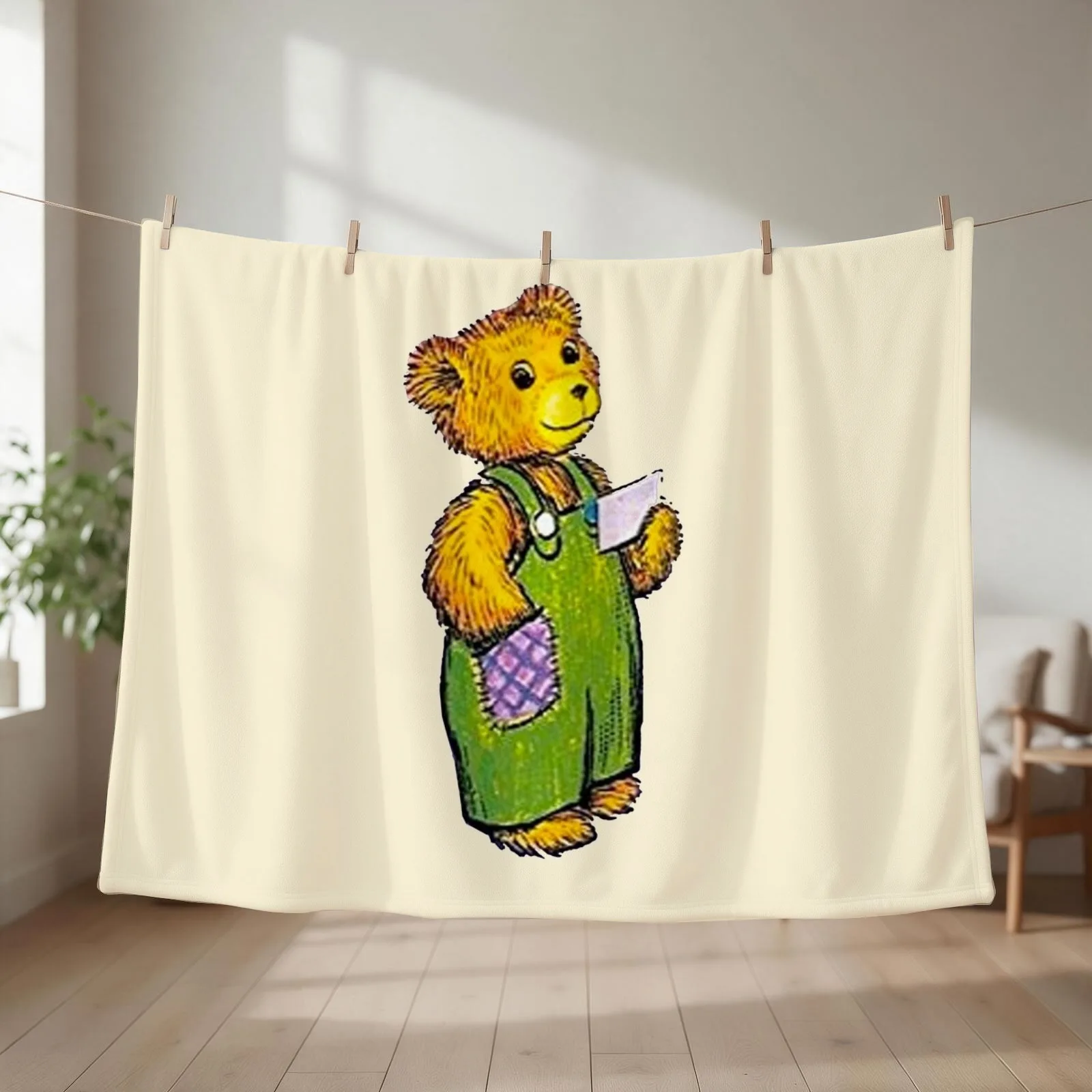 Corduroy bear Throw Blanket couch cozy soft plush fuzzy picnic outdoor blanket