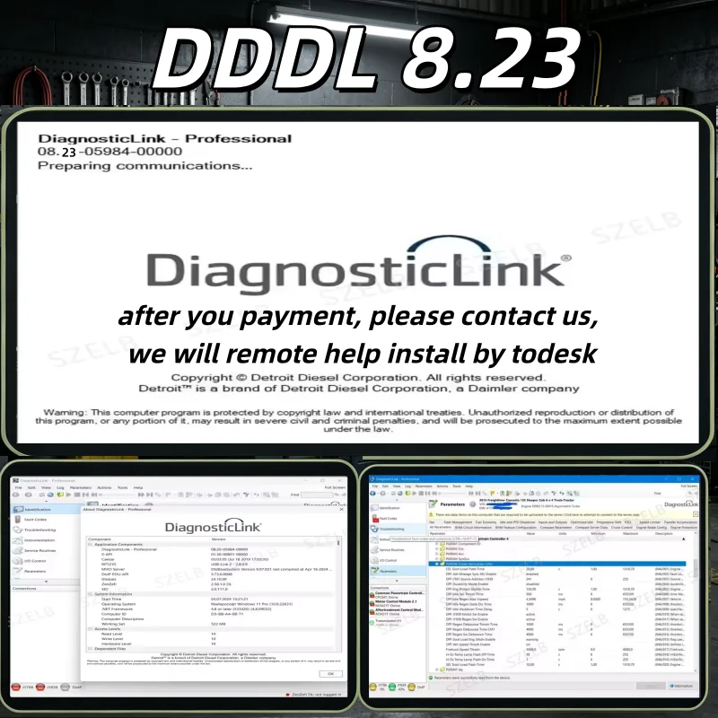 DDDL8.23 Detroit Diesel Diagnostic Link 8.23 SP3 DDDL -Pro Level 10 + Parameter Access +Code Troubleshooting＆ Free Install Help