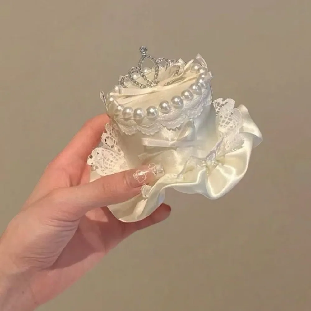 

Elegant Cake Hat Hair Clip Cream Cherry Lace Edge Cake Hat Hair Hoop Non-slip Exquisite Birthday Top Hat Hair Clip