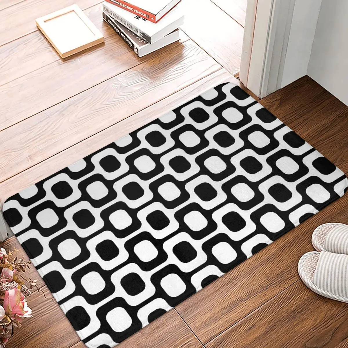 Ipanema Black And White Anti-slip Doormat Floor Mat Carpet Rug for Kitchen Entrance Home Bathroom Living room Footpad Mats