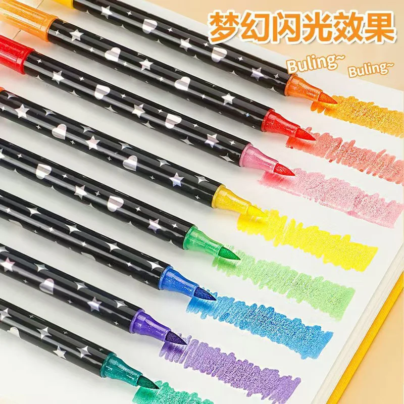 

24 Colors Dual-tip Glitter Markers, Metallic Glitter Fine-tip Watercolor Pencils for Adult DIY Crafts,birthday Cards,mugs