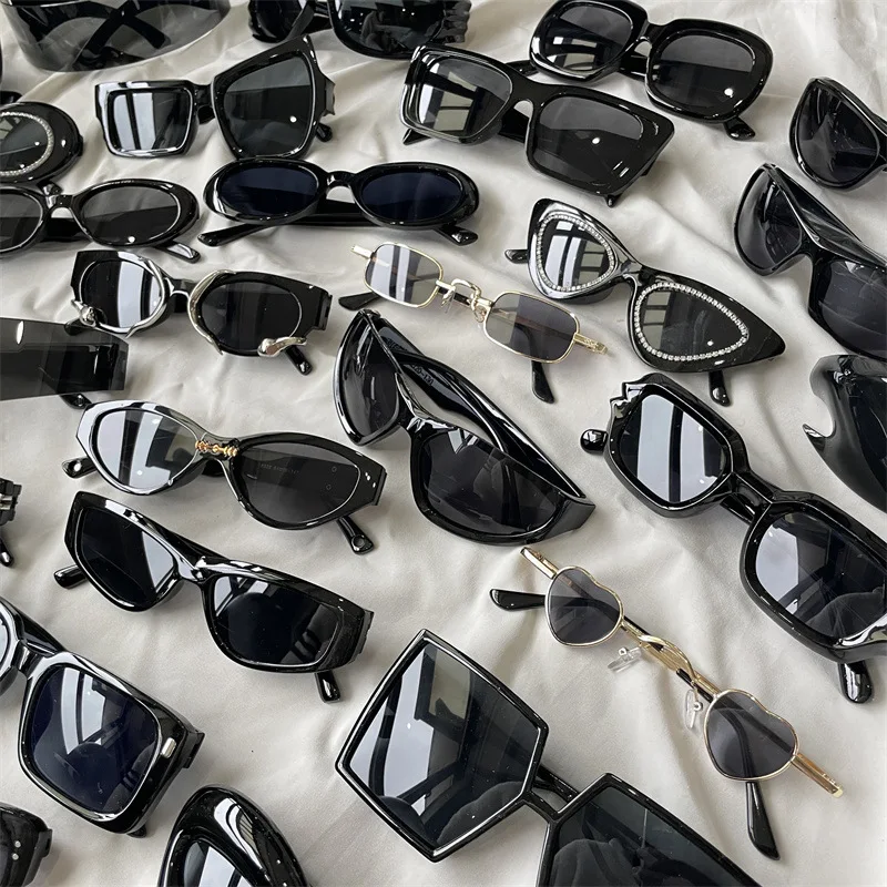 Die umfassendste schwarze Sonnenbrillenkollektion Y2K/Sonnenschutz/Sonnenbrille mit großem Rahmen, Katzenaugen-Sonnenschutzbrille – Detail 2