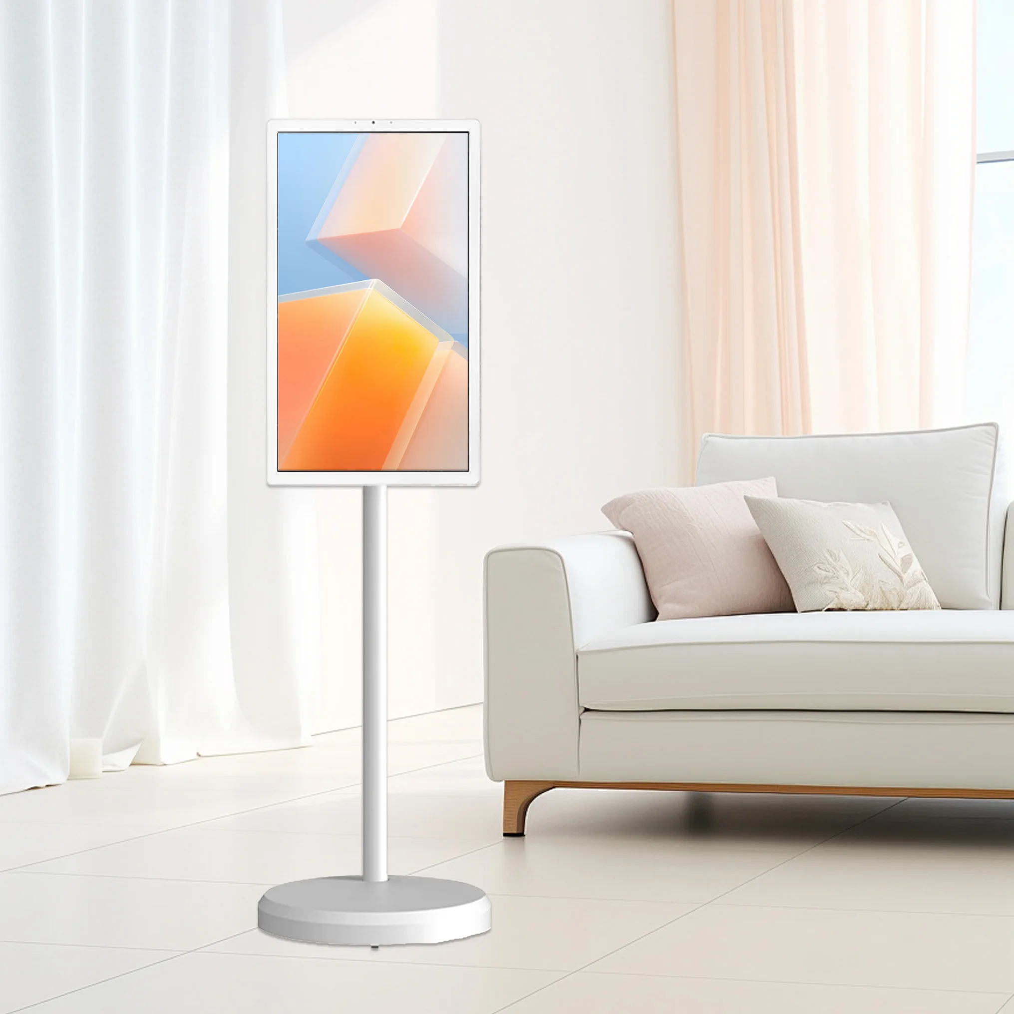 2025 Новый портативный Android 13 светодиодный телевизор 21,5 дюймов HD Smart TV Белый мобильный планшетный ТВ с подвижным экраном для домашнего офиса