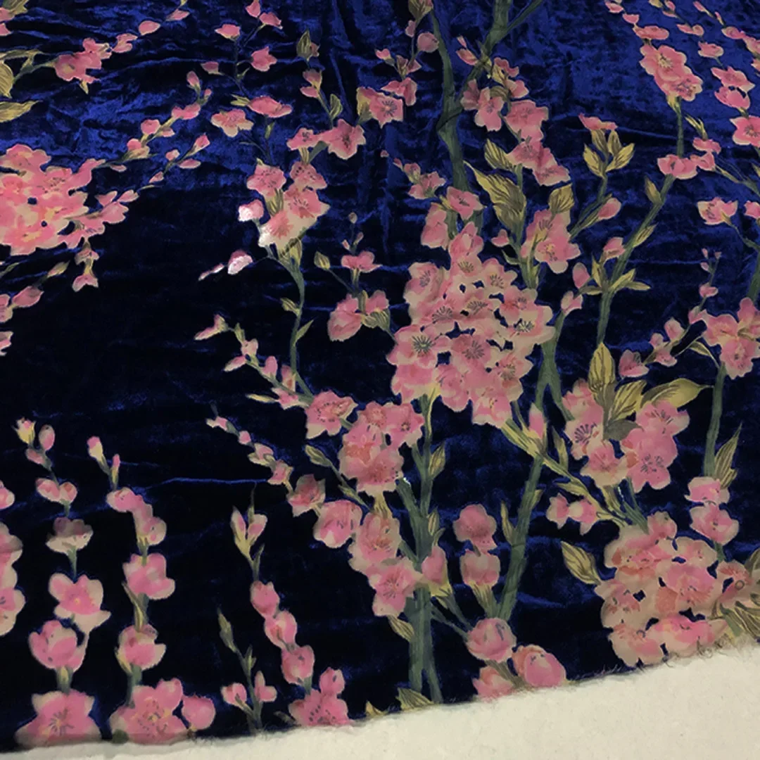 Big Deal Flocked Velvet Fabric Soft Flocked Nylon Viscose 140cm Width Cheongsam Wedding Dress Decoration Material