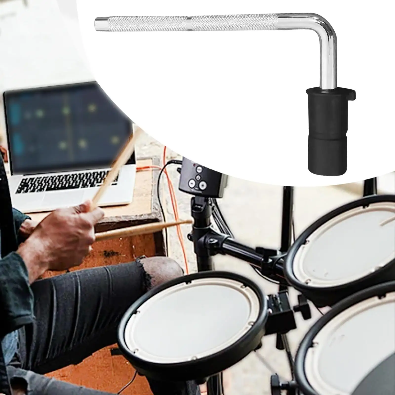 

Electronic Drum Tom Arm, Percussion Mounting Hardware, Professional Sturdy Electronic Drum Stick L Rod for Stage Performance