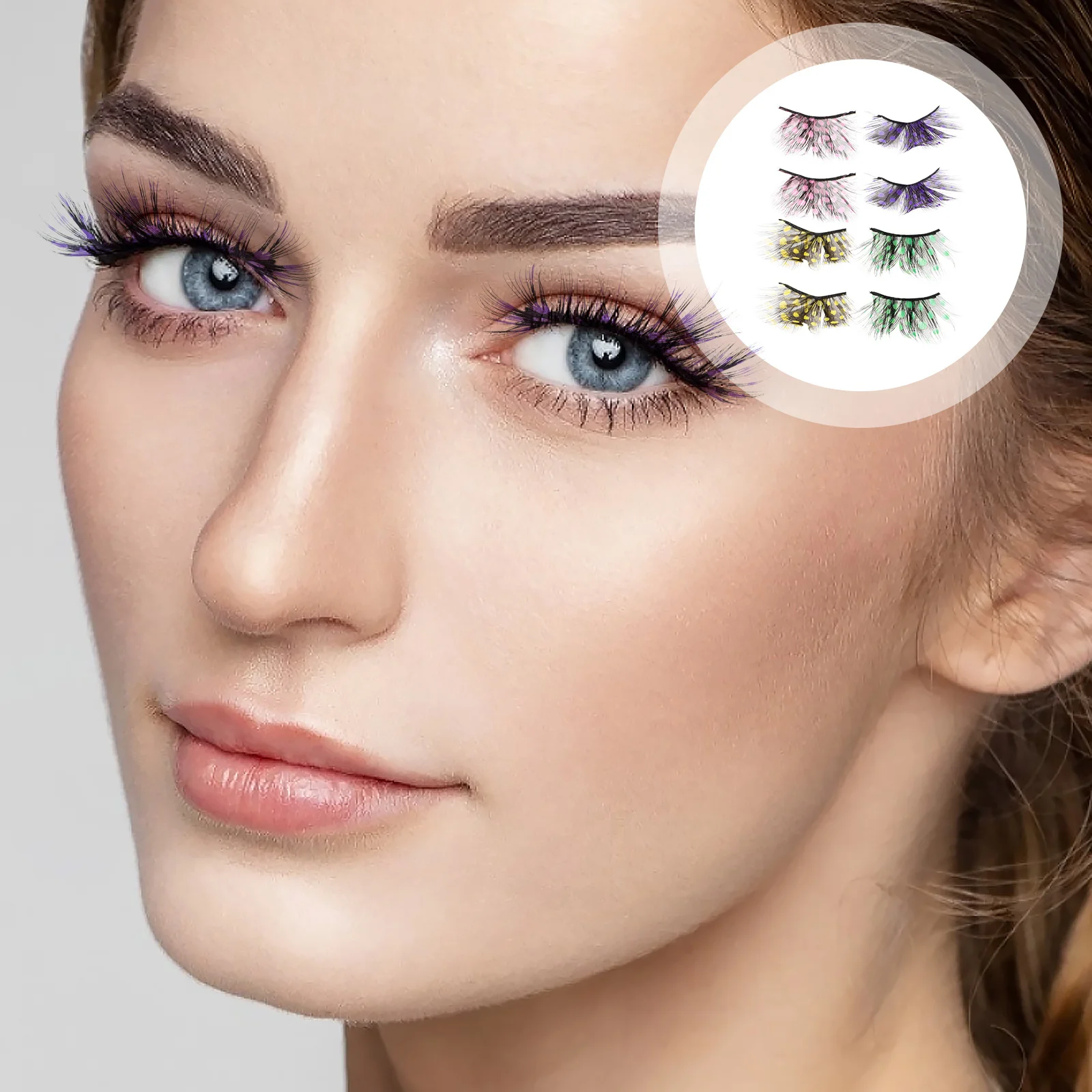

4 Pairs False Eyelashes Set Halloween Party Fake Dramatic Dense Stickers Stage Performance Color