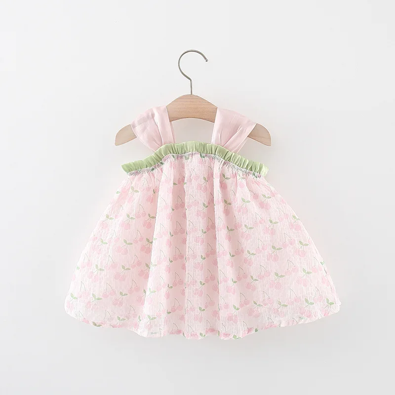 Summer Toddler Girl Clothes Korean Cute Bow Chiffon Mesh Sleeveless Princess Birthday Luxury Baby Dress Infant Dresses BC797