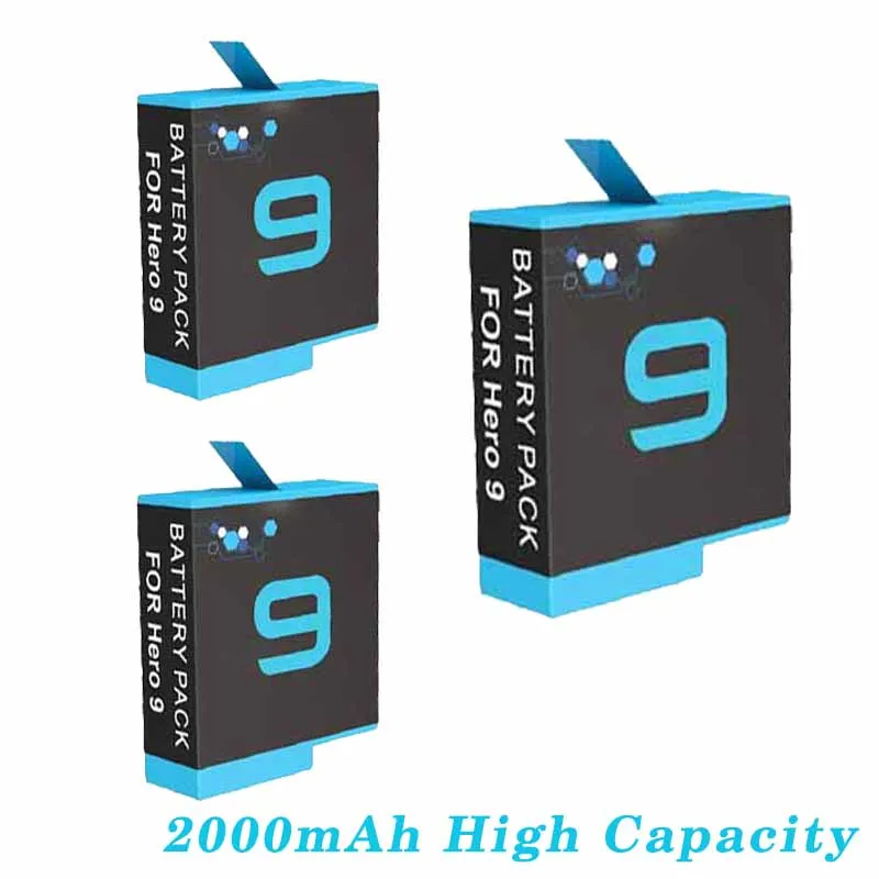 Gopro 9 Battery 2000mah and Type-C Fast Charger For Gopro 9 Gopro 10 Gopro 11 Gopro 12 Action Camera Accessories