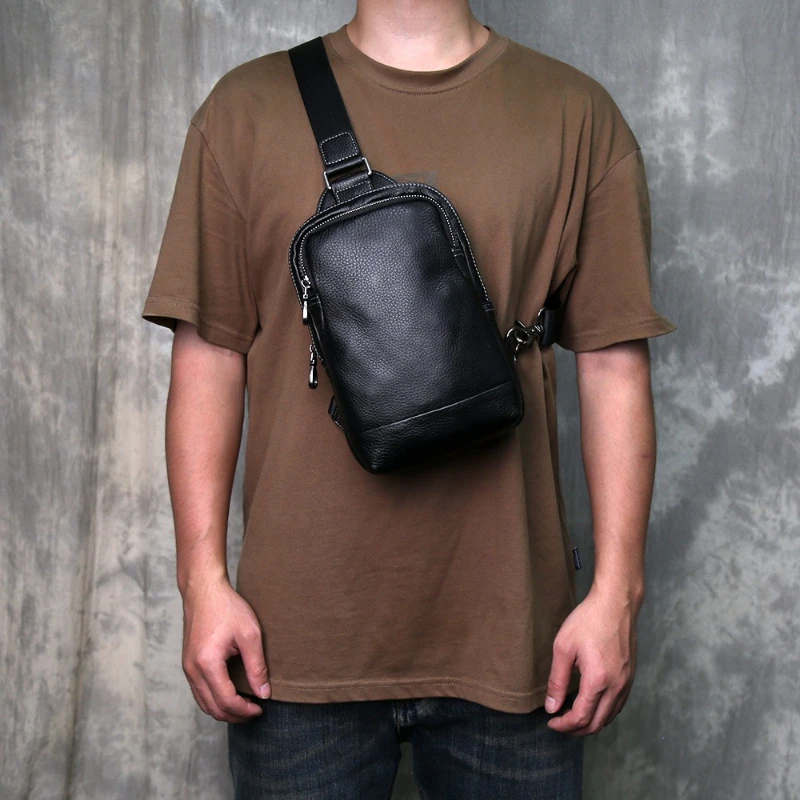 

Мужская нагрудная сумка из 100% натуральной кожи для iPad 10 дюймов, наплечная сумка-слинг из воловьей кожи высшего качества, модная сумка-кроссбоди на каждый день